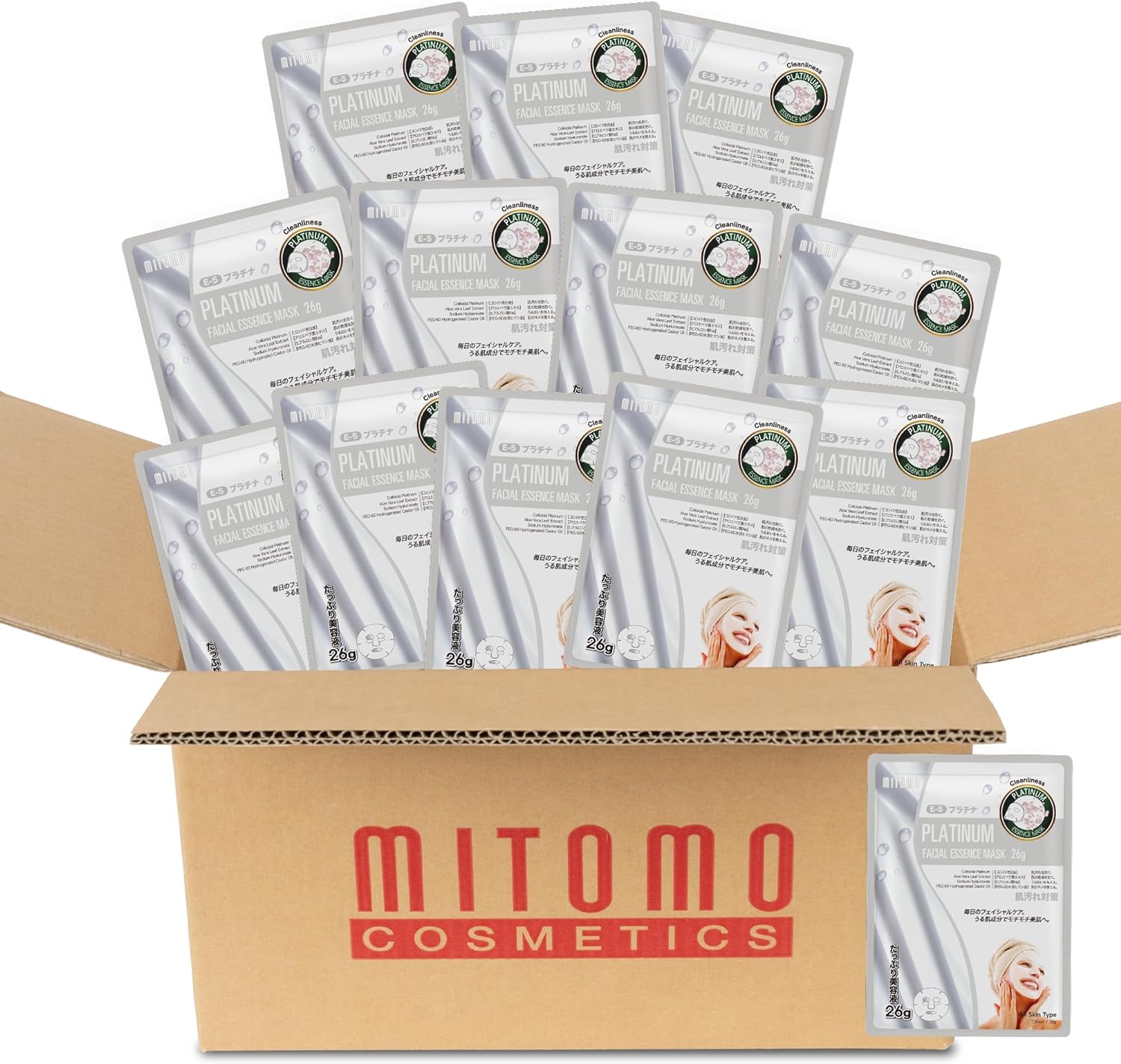 日本製 プラチナ 潤い肌, 保湿 シートマスク/100枚x1セット＝100枚/美容液/美容 スキンケア 潤いマスクパック MTSS00516-E-5x010]