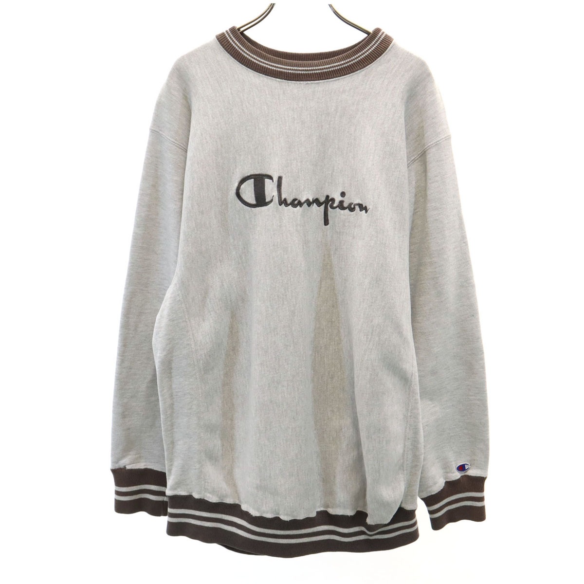 90s USA製 オールド 刺繍タグ 長袖 リバースウィーブ スウェット トレーナー XL グレー メンズ 古着