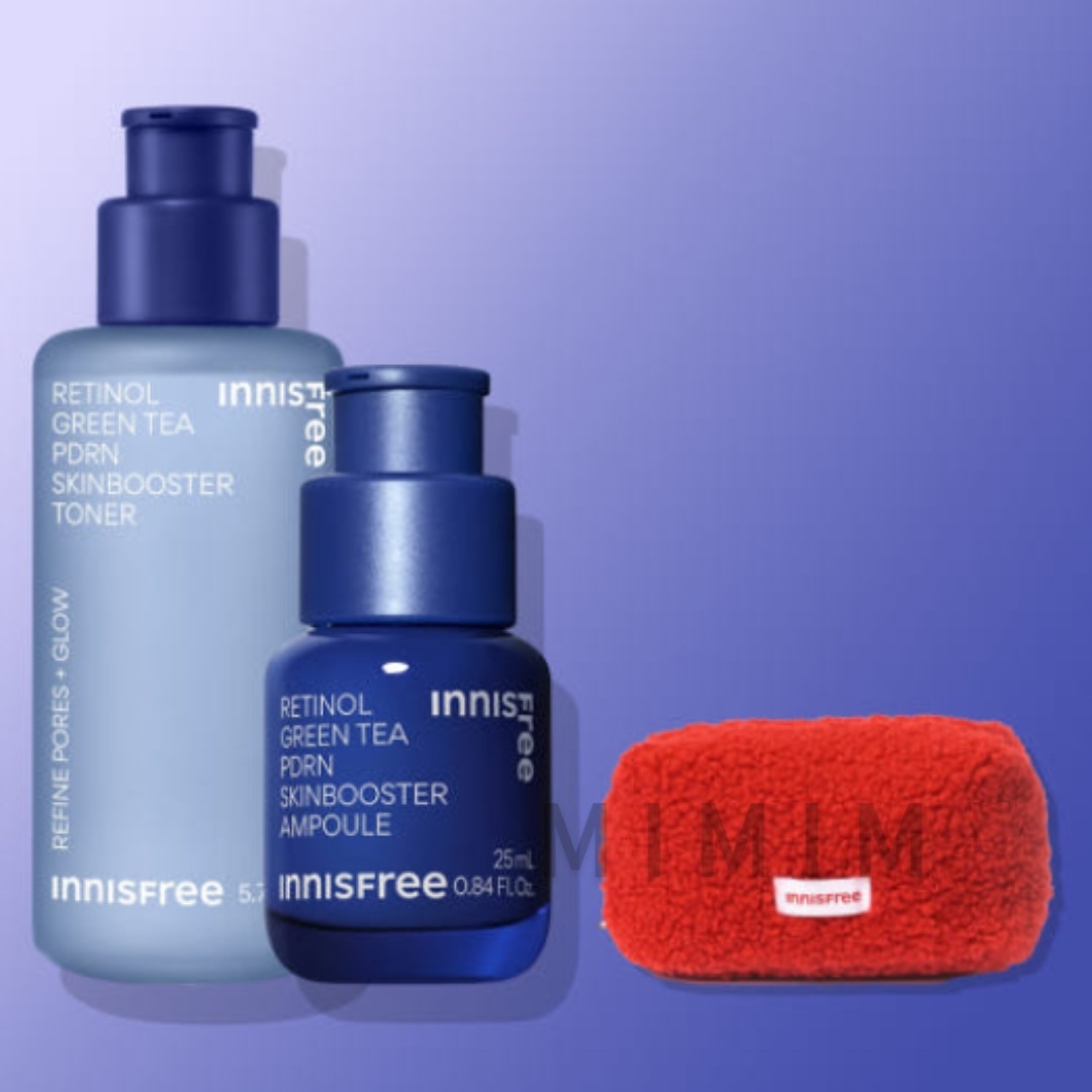 [ポーチ贈呈] イニスフリー 2種 セット レチノール グリーンティー PDRN スキンブースターアンプル 25ml + レチノールグリーンティー PDRN スキンブースター トナー 170ml