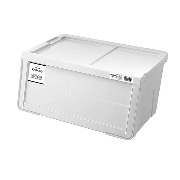 収納ボックス/収納ケース ホワイト ワイドMサイズ 幅60cm 日本製 スタッキング可 フタ付き 天馬 プロフィックス カバコ
