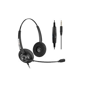 即納 :Arama 携帯電話用ヘッドセット 3.5mm スマホ対応 ノイズキャンセリングマイク付きPC用ヘッドホン SkypeWeb会議用在宅勤務通勤通学オフィスコールセンターに適用 ゲー
