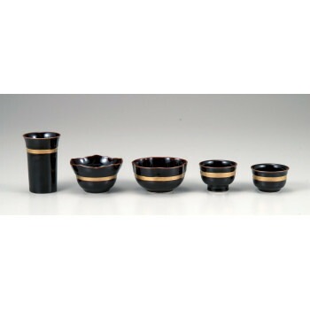 静凛 五具足 有田焼 黒 金ライン 32u200015v072