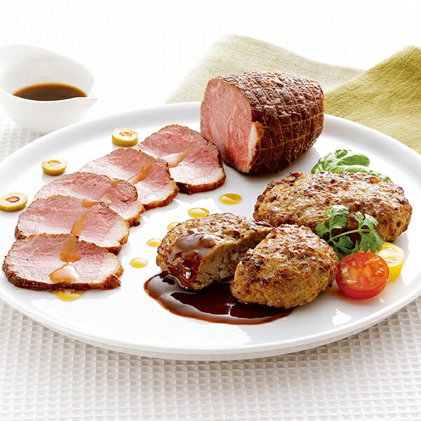 ギフト ローストビーフハム詰め合わせ セット 詰め合わせ 送料無料 北海道産牛ローストビーフ＆ハンバーグセット 冷凍便 7240011『SKT』 お取り寄せグルメ 御歳暮 お年賀 誕生日 お祝い