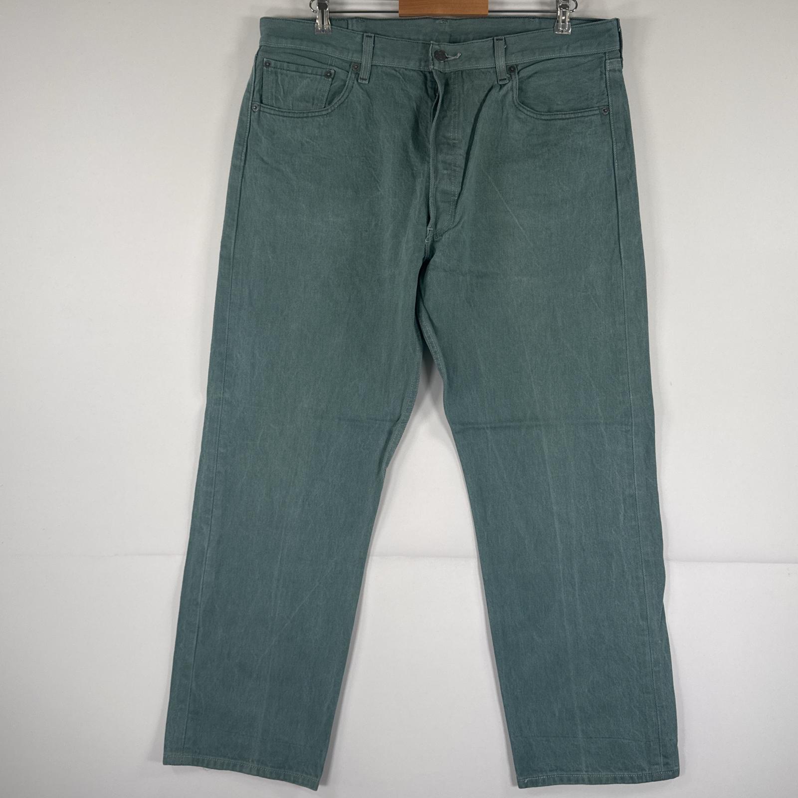 古着 デニムパンツ 501 ジーパン ストレート 大きいサイズ ボタンフライ カラーパンツ ビッグ w40 L32 グリーン メンズ