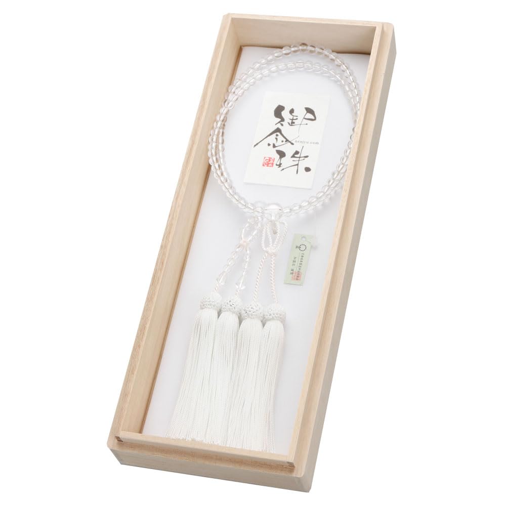 念珠ドットコム 浄土真宗 数珠 女性用 尺寸 本水晶 正絹房 京念珠 念誦 京都 尺玉 108玉 真宗 門徒 白房 2000400300166 数珠袋プレゼント！