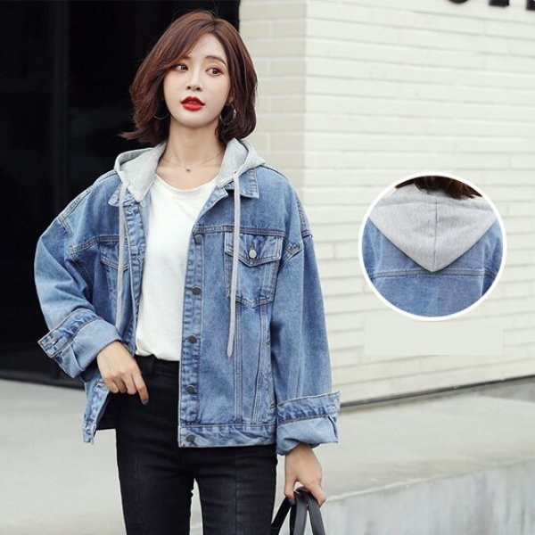 ロミホリ-スーフィー 脱着 デニム フード デニムジャケット-266