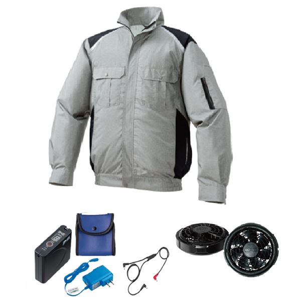 KU91820 空調服 ポリ製 立襟 FAN2300B/LISUPER1 シルバーxブラック LL