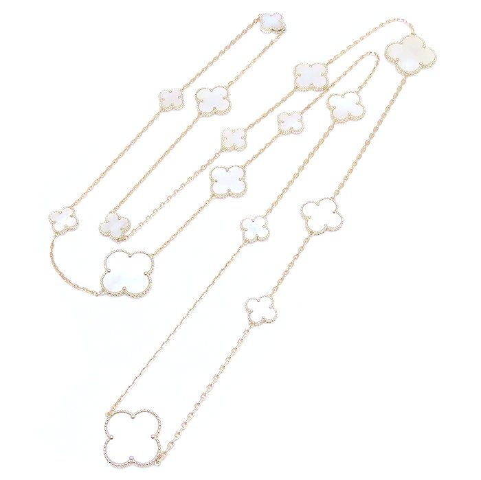 マジック アルハンブラ ネックレス マザーオブパール 16P VCARD79300 K18YG/294071【中古】