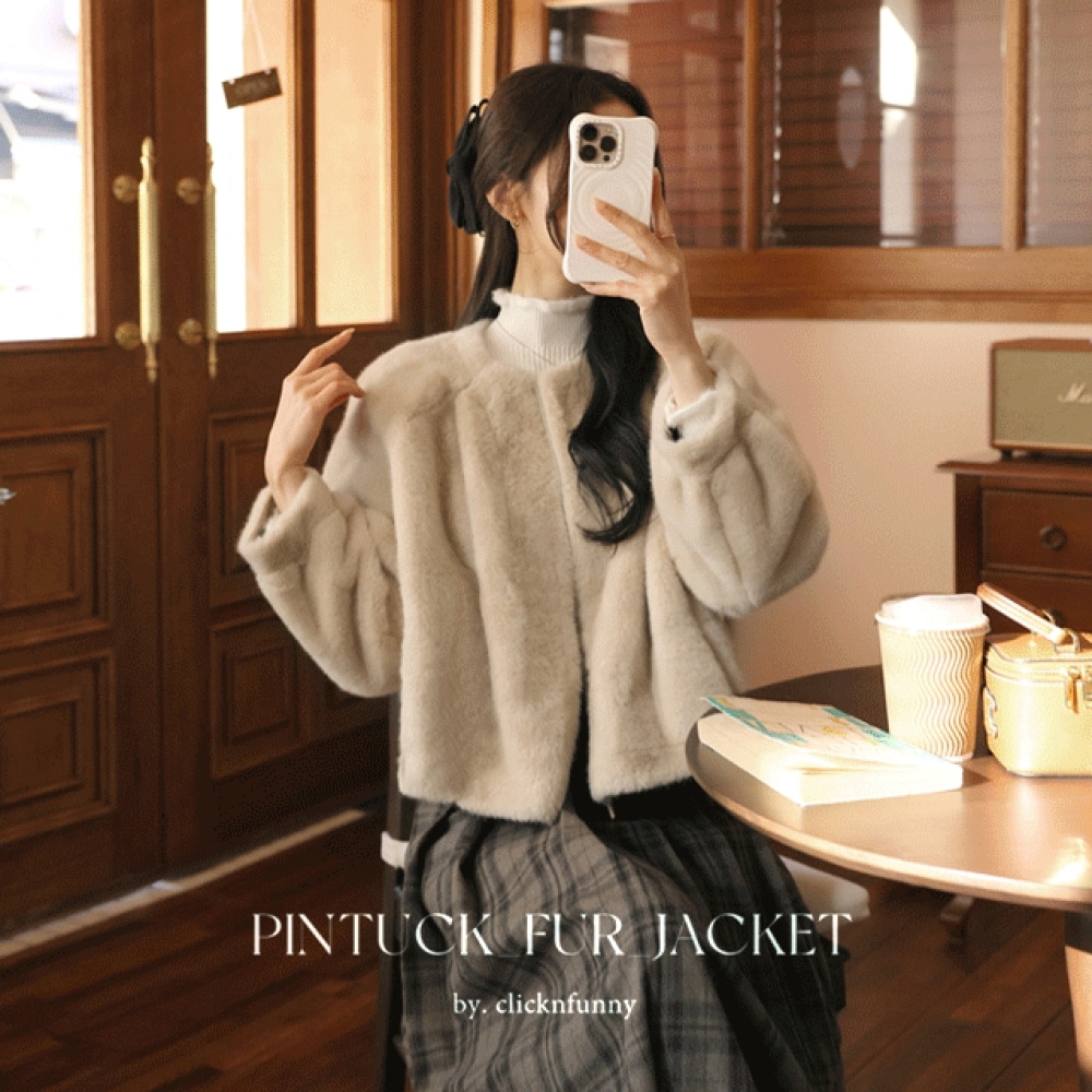 Click & Funny [ミンク] レメルティピンタックファージャケット