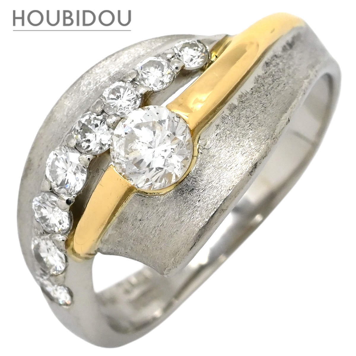 リング 指輪 0.354ct ダイヤ プラチナシルバー Pt900×K18YG コンビ Au750 18K 18金 プラチナ Pt900 ダイヤモンド 15号【中古】