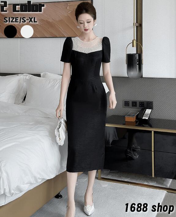 高品質新入 2025 タイトワンピース 姫系ワンピース　シンプル　ワンピース インポート ひざ丈 ミドル丈 エレガント　韓国ファッション シンプル Vネック パーティドレス 半袖　お嬢様 セクシー ミ 5,701円