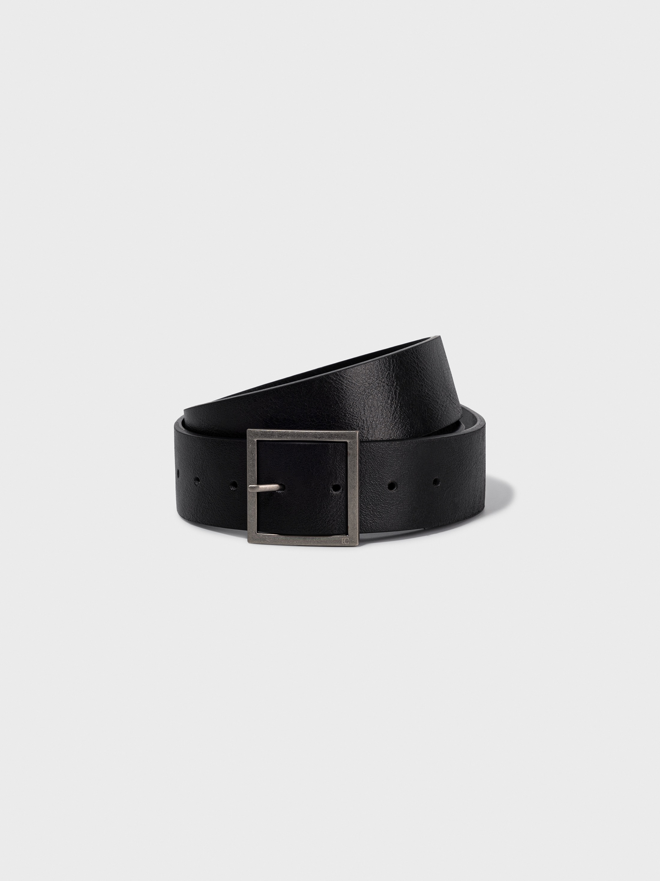 【LOW CLASSIC】 SQUARE BUCKLE LEATHER BELT : BLACK