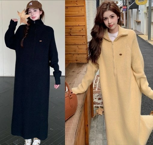 利用可能なポイント ロングワンピース 長袖 シンプル ニット ゆったり お出かけ レディース【大きいサイズ レディース 春夏 結婚式 きれいめ タイト フォーマル 大人 チュニック one-piec