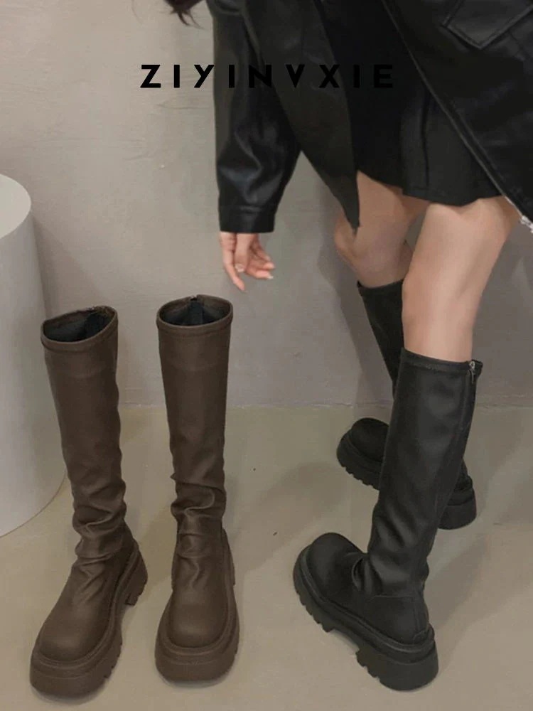 ブーツ足 レディー 2025新型 長靴 秋 ブーツ 気質 ファッション 厚底 快適なフィット 長靴 韓国ファッション 5,487円