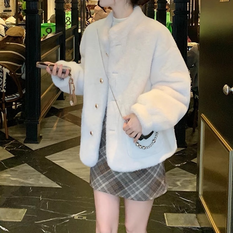 最安値に挑戦！【3日出荷】 フェイクファーコート スタンドカラー ミンク風 毛足 ふかふか エコ ファー 冬 2026 新作 トップス 毛足 ふかふか アウター