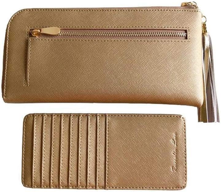 本革長財布 レディース Ｌ字ファスナー 小銭ノンファスナー セパレートカード入れ付 化粧箱付( ゴールド)