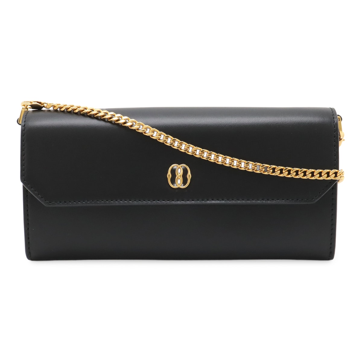 エンブレム チェーンウォレット 長財布 ショルダーバッグ レザー ブラック 黒 ゴールド金具 630481 20,850円