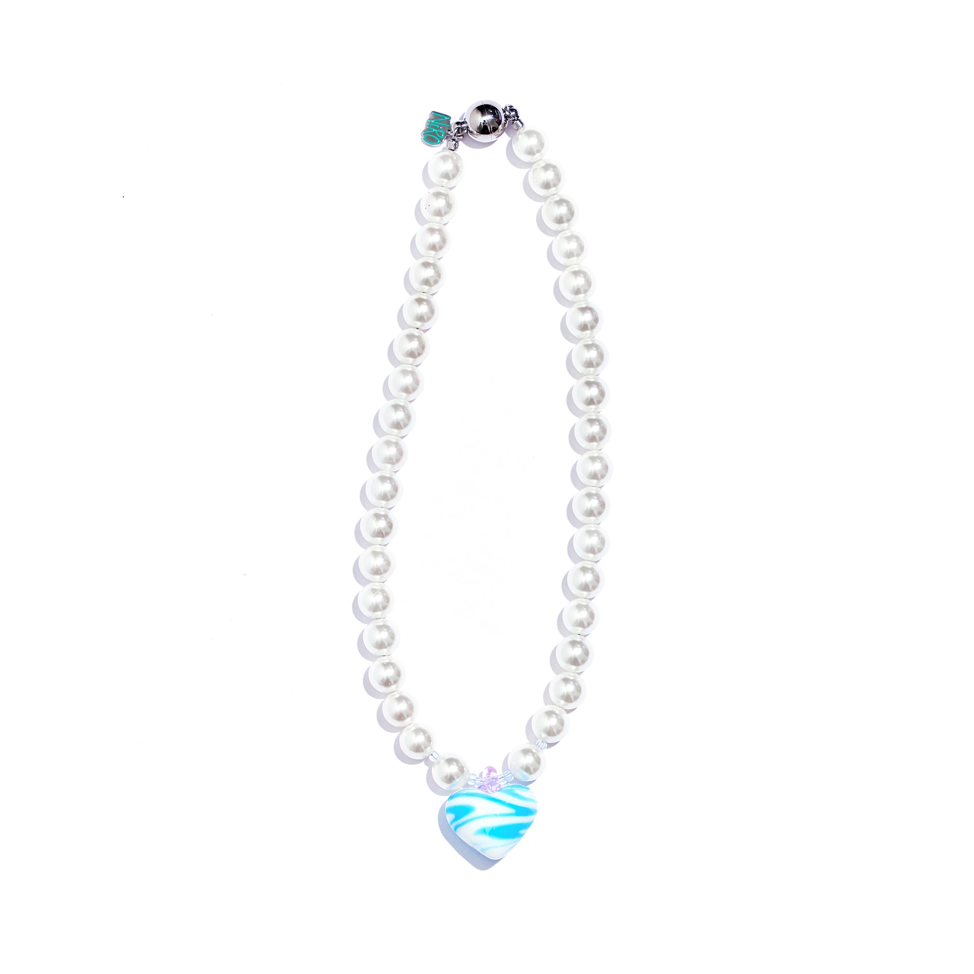 MARBLE GLASS HEART PEARL NECKLACE #102