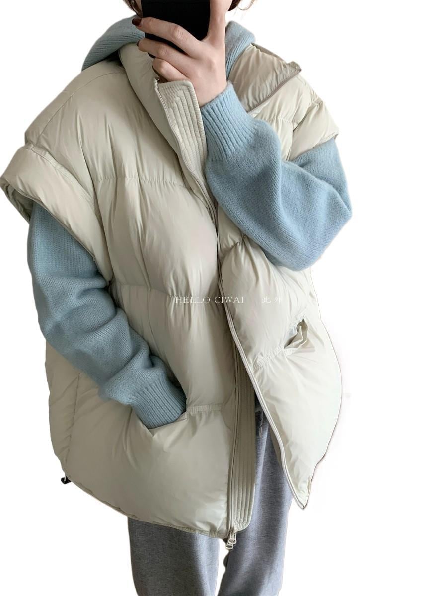 2024秋と冬の新しいレディース韓国カジュアルダウン厚綿ウエストコートルーズウォームショルダージャケットジャケット