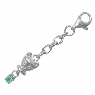 幸せを招く猫モチーフ ( 5月誕生石 ) シルバー エメラルドチャームトップホルダー楽ギフ_包装 8,526円