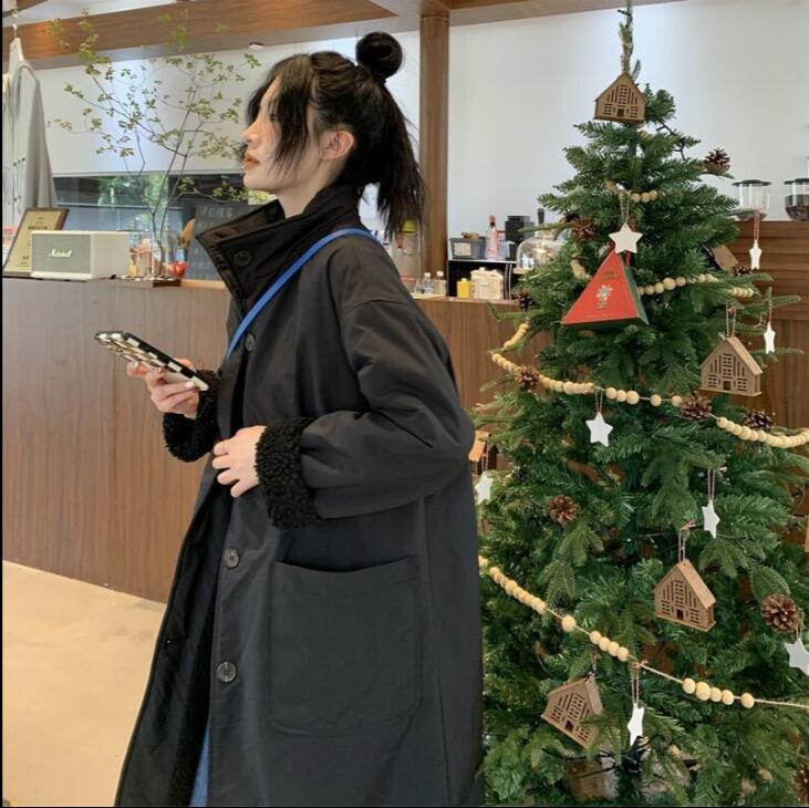 派はのコートを克服して女性の両面に韓国版厚手ミディアムパーカーの綿入れを着る