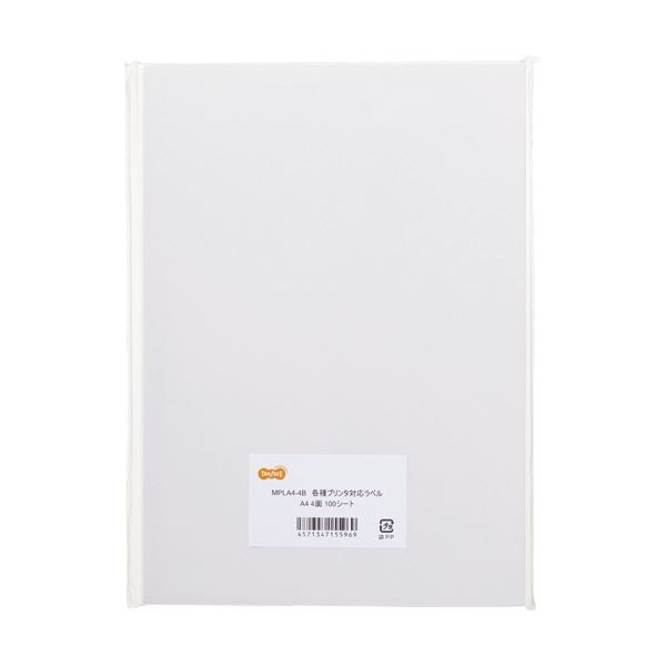 （まとめ）TANOSEE 各種プリンタ対応ラベルA4 4面 105148.5mm 1冊（100シート）5セット 8,573円