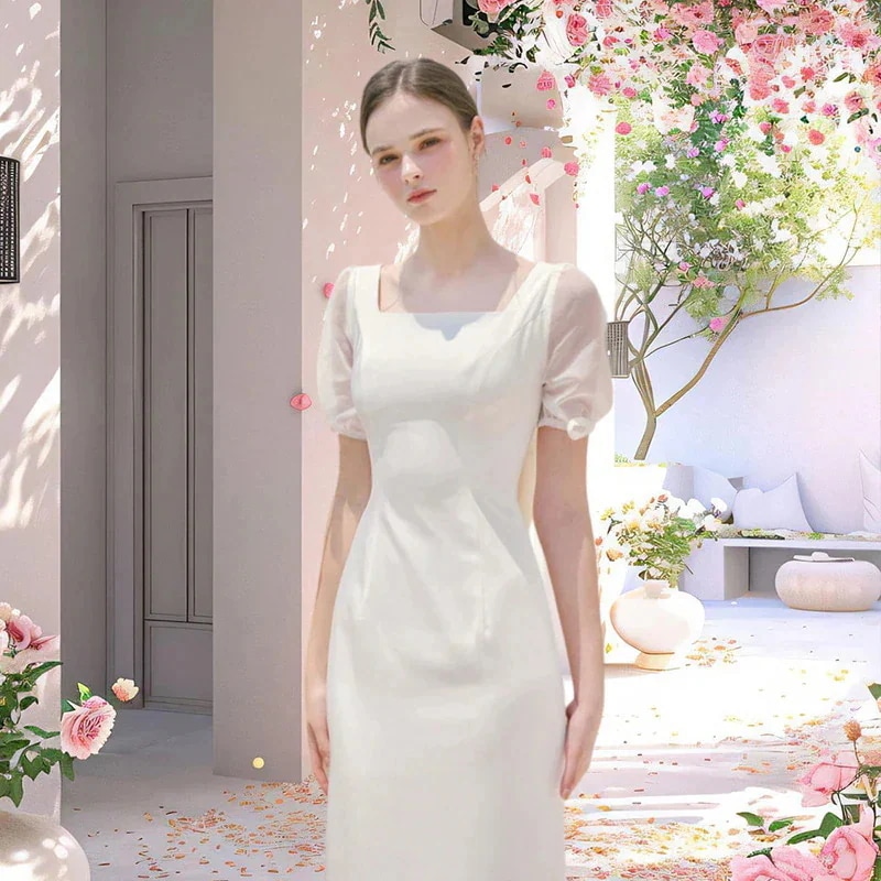 サイズオーダーメイド可能 白 【縁.愛】ウェディングドレス 結婚式 ワンピース ロングドレス 花嫁 成人式 前撮り ウェディング 演奏会 パーティードレス お呼ばれ 51 二次会