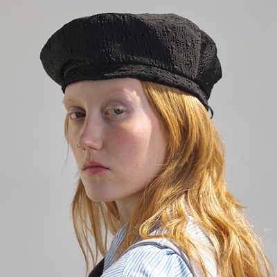 UNDERCONTROL正規品 PLATE BERET / STRAP / FLOWER BUBBLE / BLACK ベレー帽