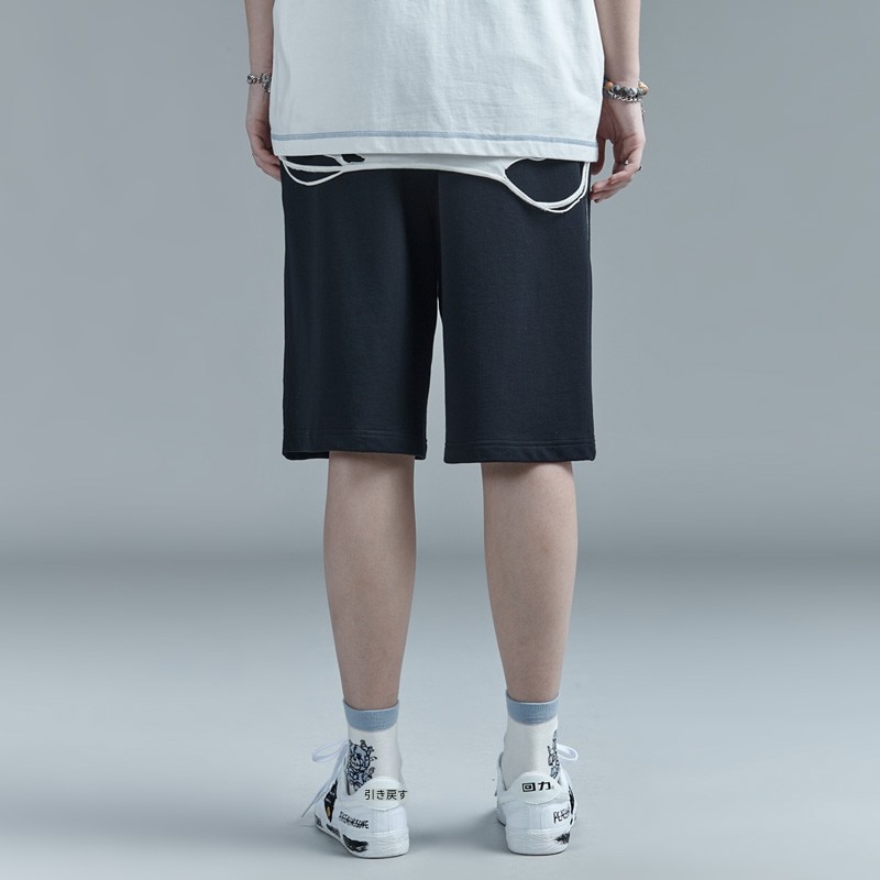 トレンディなブラックコットンスポーツショーツ女性のための夏のカップルヒップホップ刺繍カジュアルカジュアルパンツルーズ