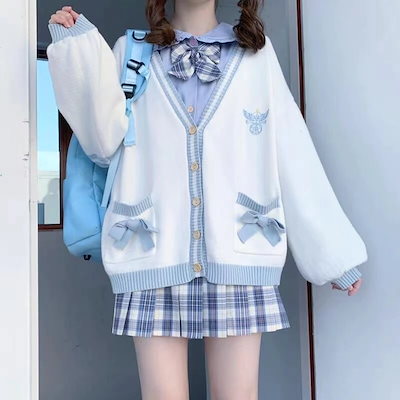 4枚セットJK制服上下セット長袖プリーツスカートセーラー服ニットセーターコート入学式卒業式学生制服