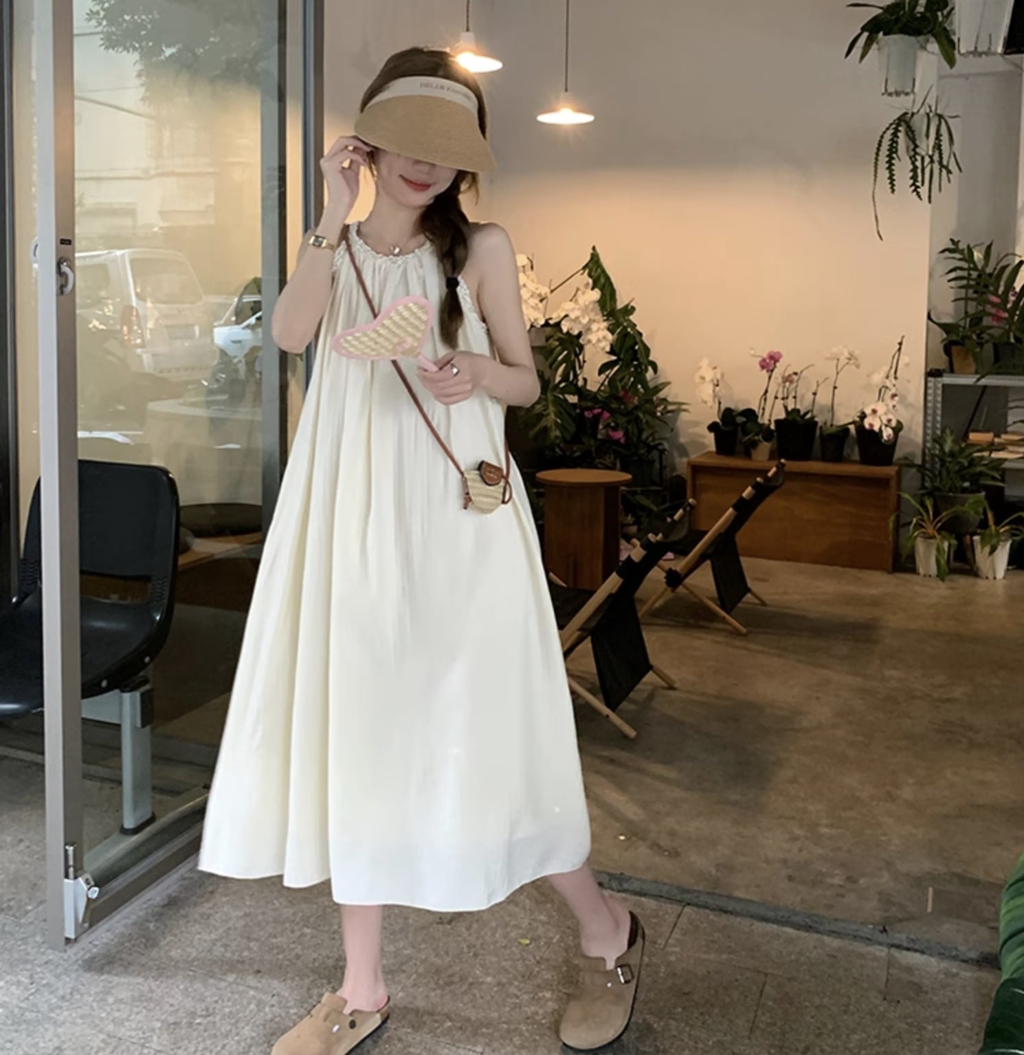 個性的 夏服 ワンピース ワンピドレス フレアワンピース ロジスワンピ ひざ上 ミモレ 袖なし ノースリーブ クルーネック 丸首 Uネック ラウンドネック フレア セミフレア Aライン チュ