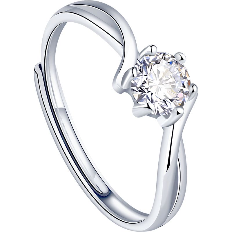 老鳳祥S999足銀の指輪女性の莫桑ダイヤモンド国慶節の贈り物はガールフレンドを送ります女子学生の上格の婚約