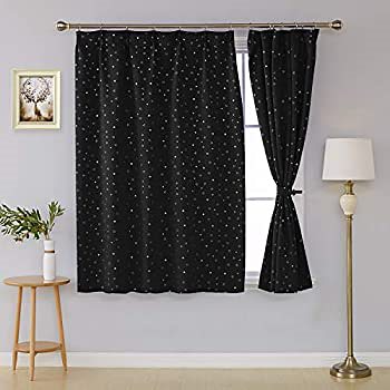 Deconovo 1級遮光カーテン 満天の星 断熱 昼目隠し 2枚組 幅100cmx135cm ブラック