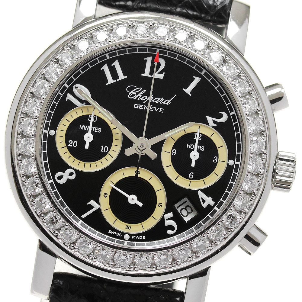 ショパール Chopard 8356 ミッレミリア デイト クロノグラフ ダイヤベゼル クォーツ メンズ 保証書付き_861437【中古】