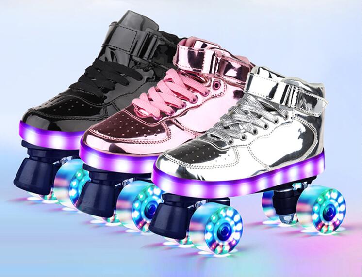 ローラーシューズ 子供用＆大人用 ローラーシューズ USB充電 子供/ジュニア用 光る靴 アウトドア スポーツ キッズシューズ ジュニア 子供靴 男女兼用 スニーカー ギフトフラッシュ付き アウト