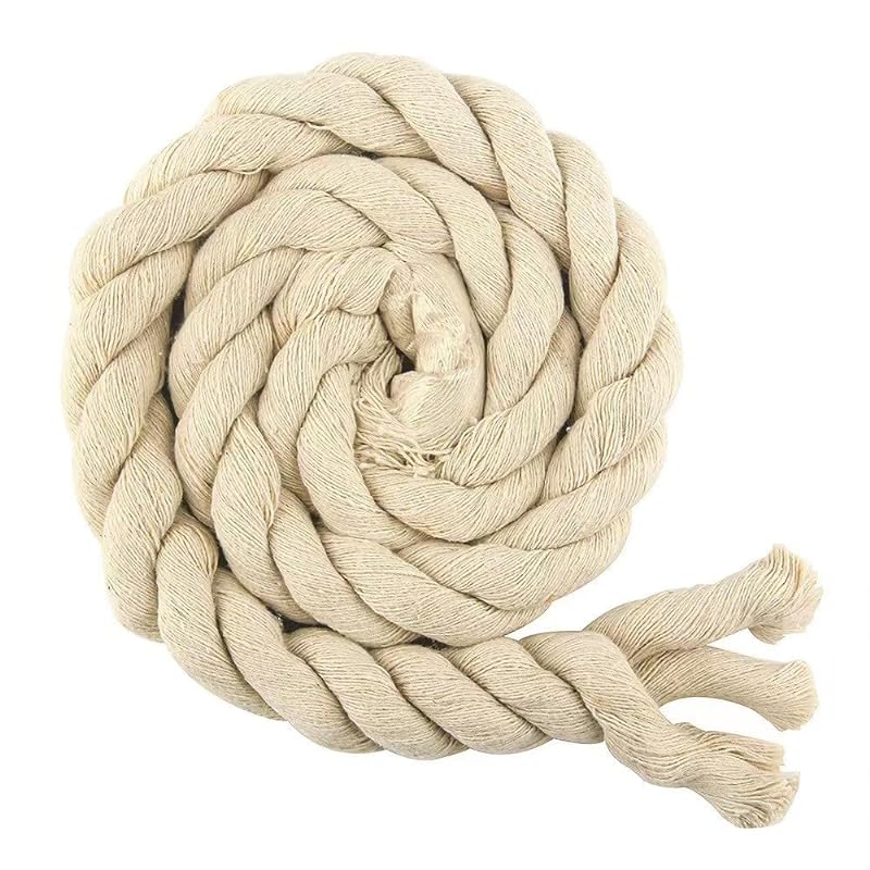 カラー綿ロープ 直径8mm/10mm/12mm/20mm 綿ロープ3ツ打 10M/20M 柔らか 太い 手芸用 天然 コットンロープ 手作り インテリア 飾り DIY (ベージュ 20mm/10M)
