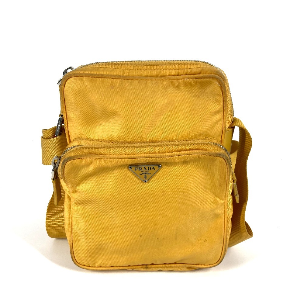 ショルダーバッグ トライアングルロゴ 三角ロゴ プレート カバン ポシェット 斜め掛け ナイロン イエロー