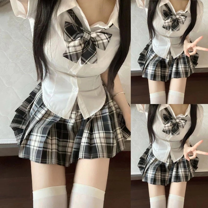 制服スカート キャンパス風 シャツ 着痩せ スカートJK 三点セット プリーツ 9,901円