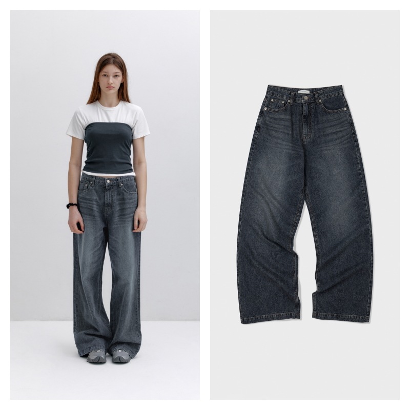 【LOW CLASSIC】 LOOSE FIT JEANS : GREY BLUE