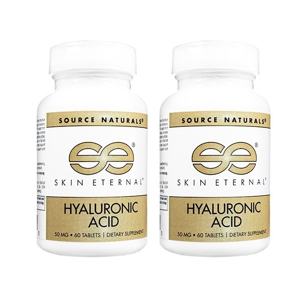 スキンエターナル ヒアルロン酸 50mg 60錠 2本 SourceNaturals コラーゲン コンドロイチン 美容サプリ 関節サポート 海外発送 国際郵便書留発送