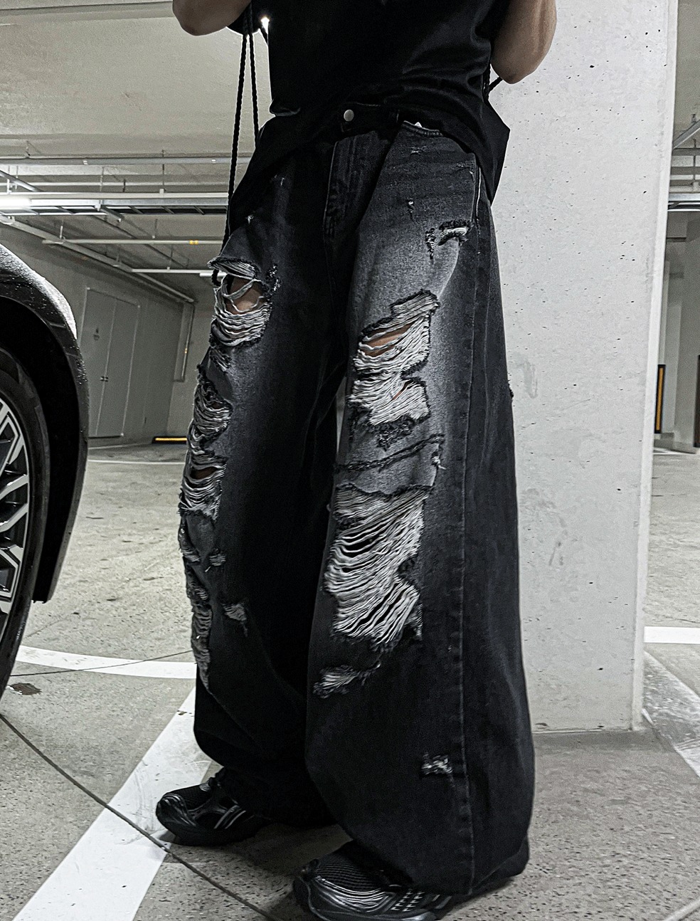 [COSYHARU公式]denim destroyed pants