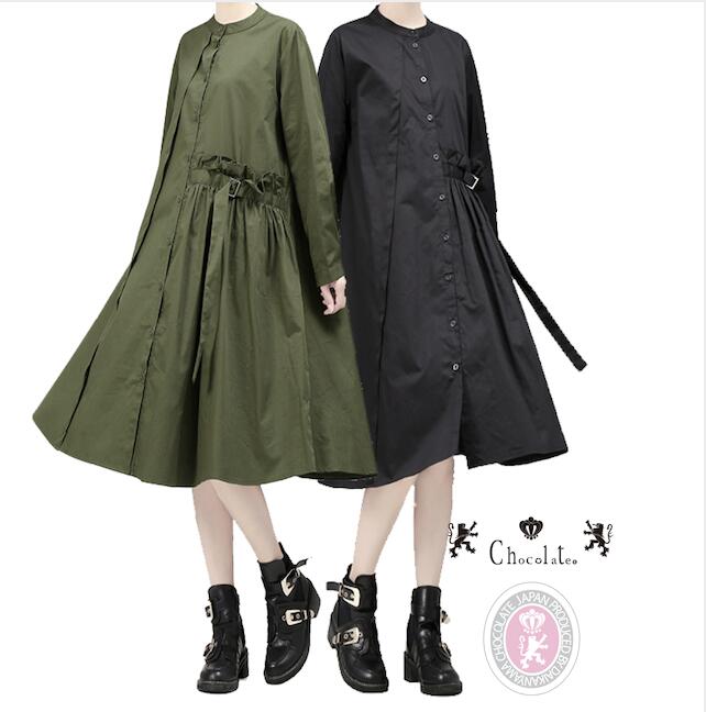 クール Aライン ワンピースフリーサイズColorダークグリーンブラック