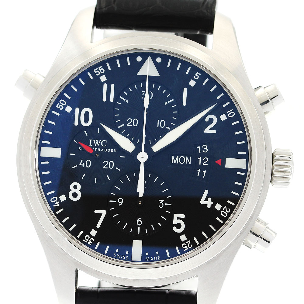IWC SCHAFFHAUSEN IW377801 パイロットウォッチ ダブルクロノグラフ デイデイト 自動巻き メンズ 良品 _894340【中古】