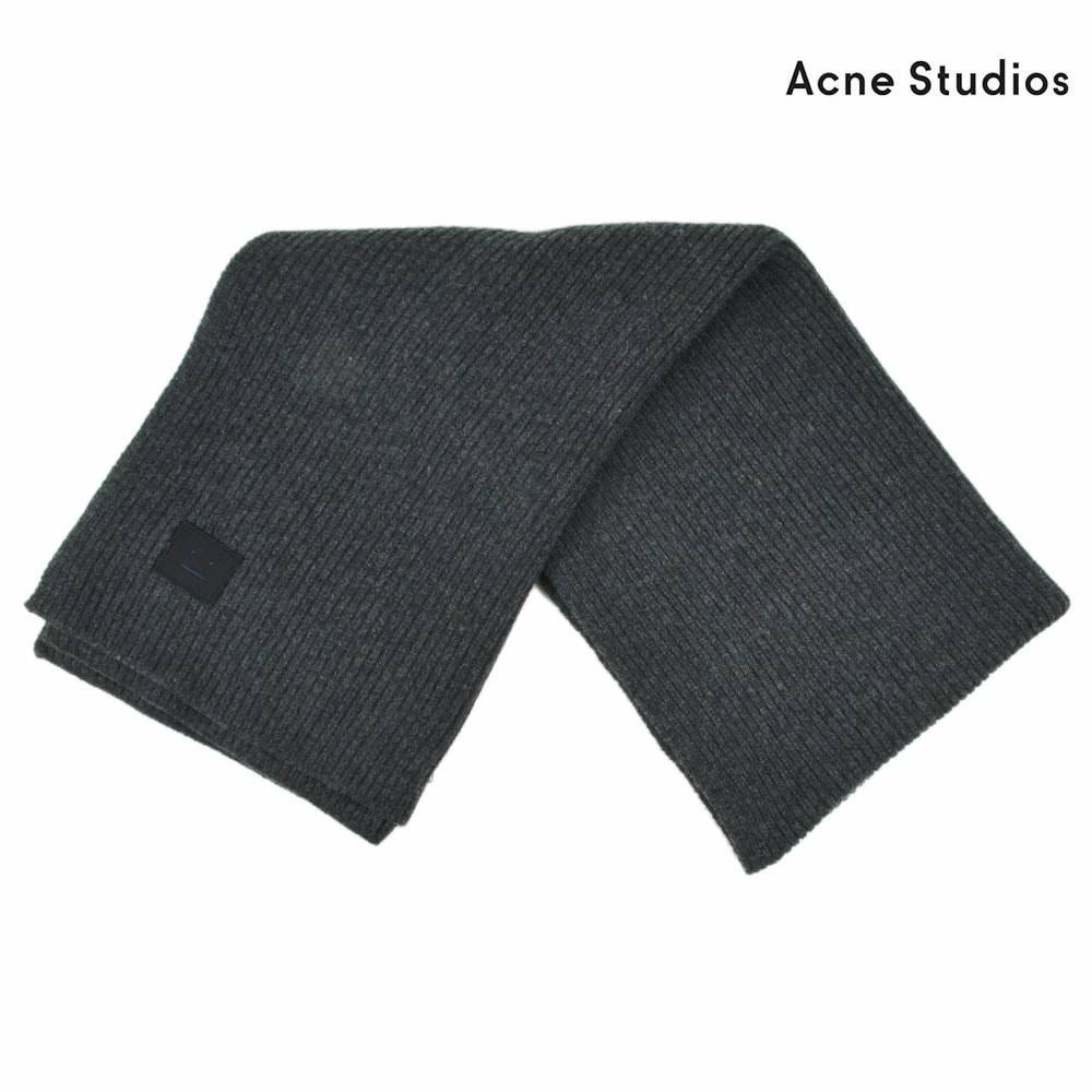 アクネストゥディオズ Acne Studios 27B173-604000 Bansy Face フェイスパッチ刺繍 リブ スカーフ マフラー ストール チャコールグレー レディース [27B173
