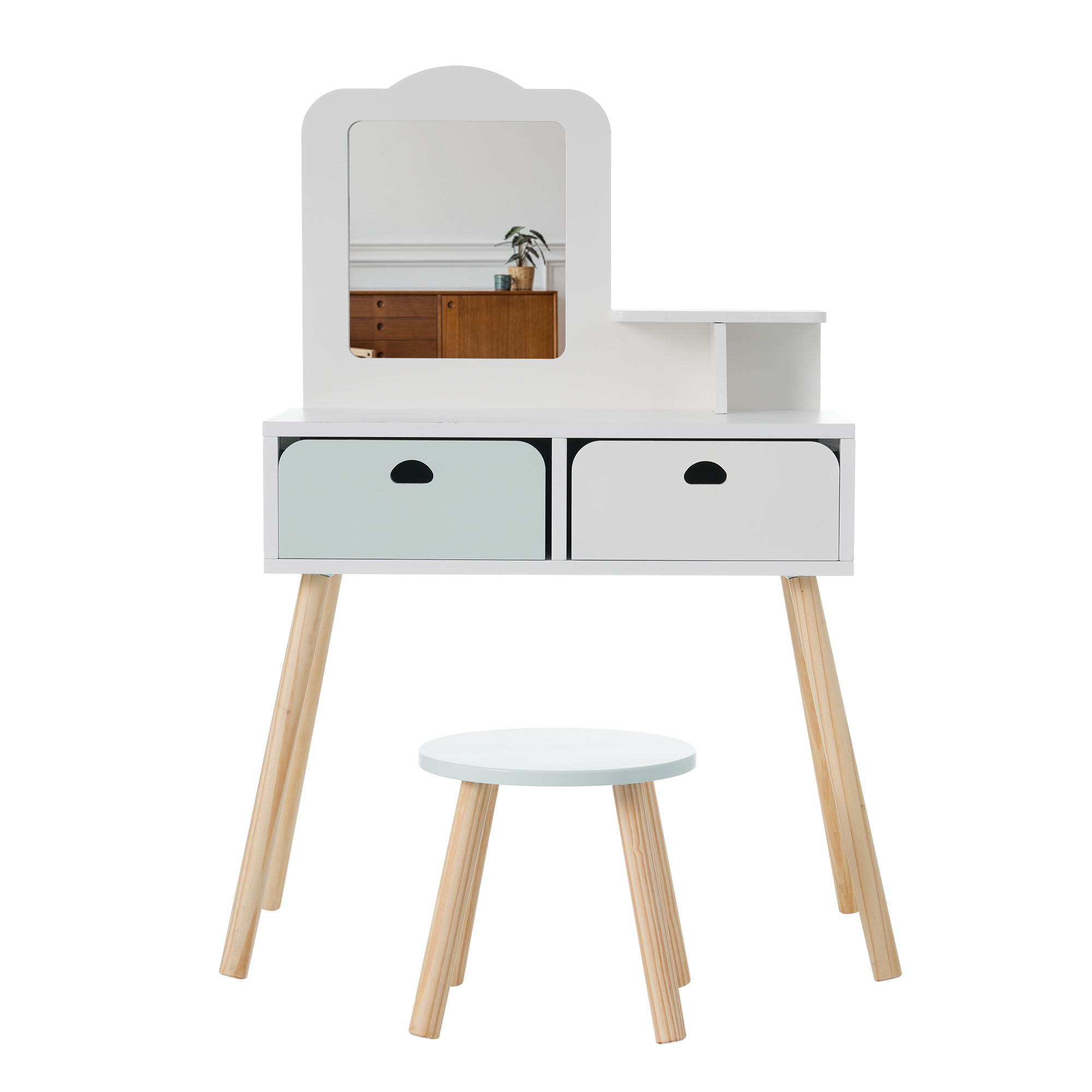 【国内発送】537おままごとドレッサー ドレッサー 木製 化粧台 鏡台 引き出し 可 おしゃれ コスメ収納 誕生日プレゼント 知育玩具 おもちゃ キッズ 女の子 子供 プレゼント 子供 椅子