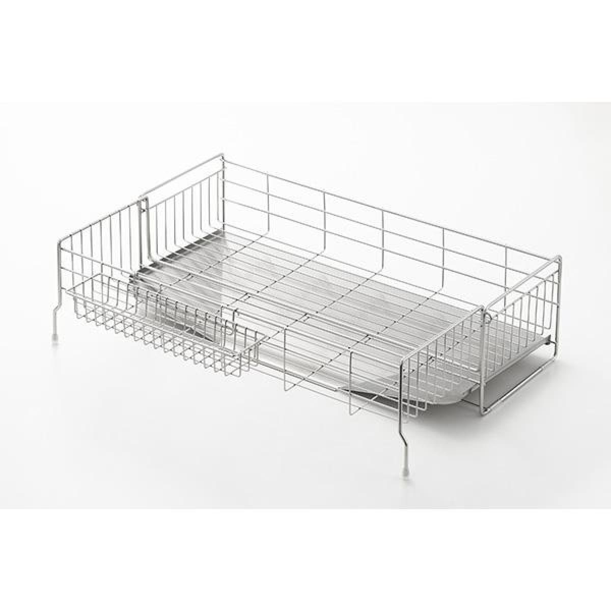 ヨシカワ 水切りラック 水切りかご 日本製 箸置き付き 幅20×奥行57cm 5~6人用 シンクサイド 幅の広がる 深型 1305934 食器 水切り カゴ 台所 シンク