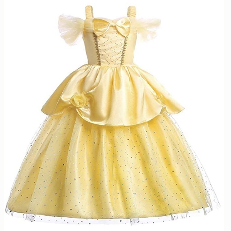 【急速出荷】 即納爆発的な美人と野獣ベル王女スカートコスプレ服蓬スカート子供ワンピース