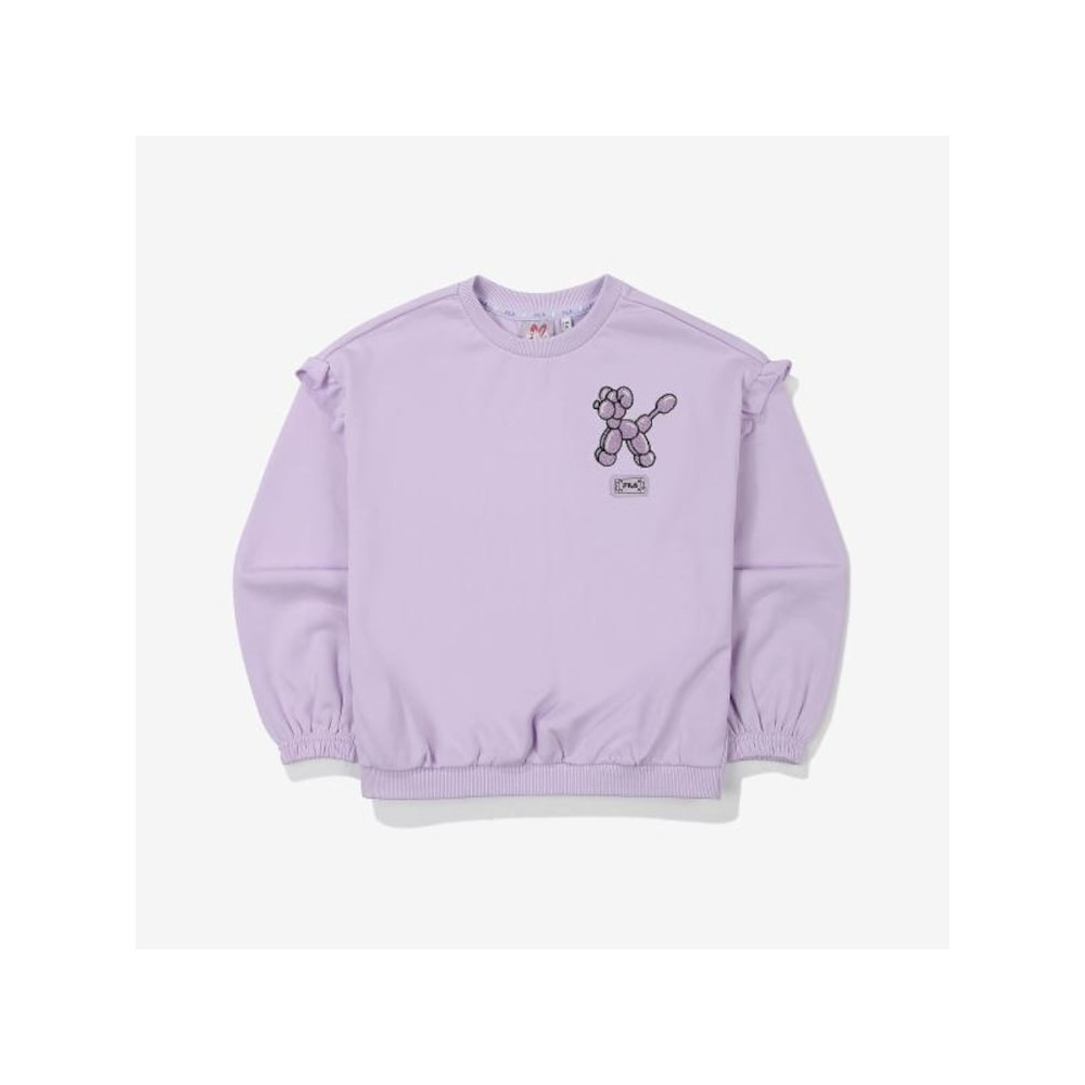 [FILA KIDS] 女の子用フリルスウェットシャツ (FK2POF3101F_PLV) Q0ZFK2POF3101FPLV