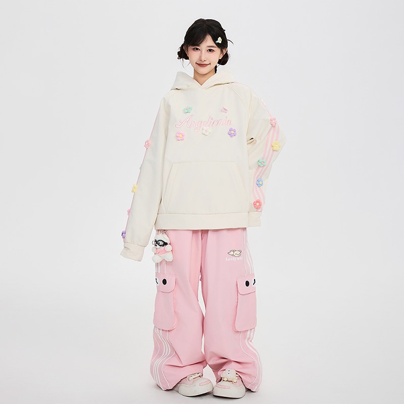 スノーボードウェア 2025 2026 ストライプ ベージュ ピンク スノパンツ パーカー スノウェア レディース 3L スキーウェア スノボウェア スキー