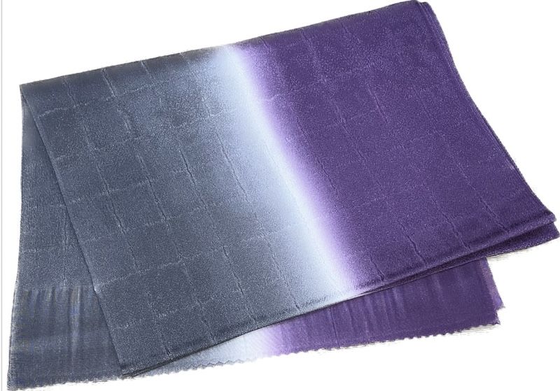 帯揚 縦ボカシ染め分け 紫×鼠 (全5色) [obiage018] 7,392円